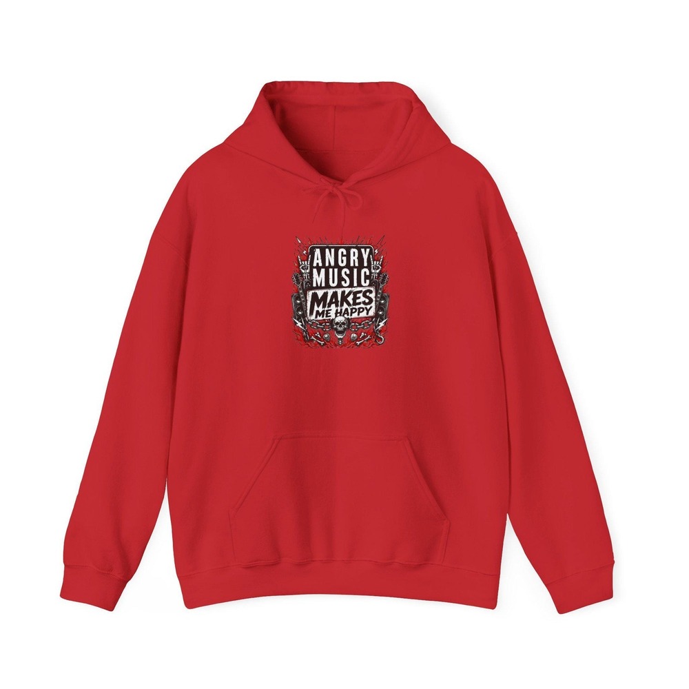 Angry Music Makes Me Happy Hoodie Funny Metal Rock Punk Gildan 18500 Sweatshirt